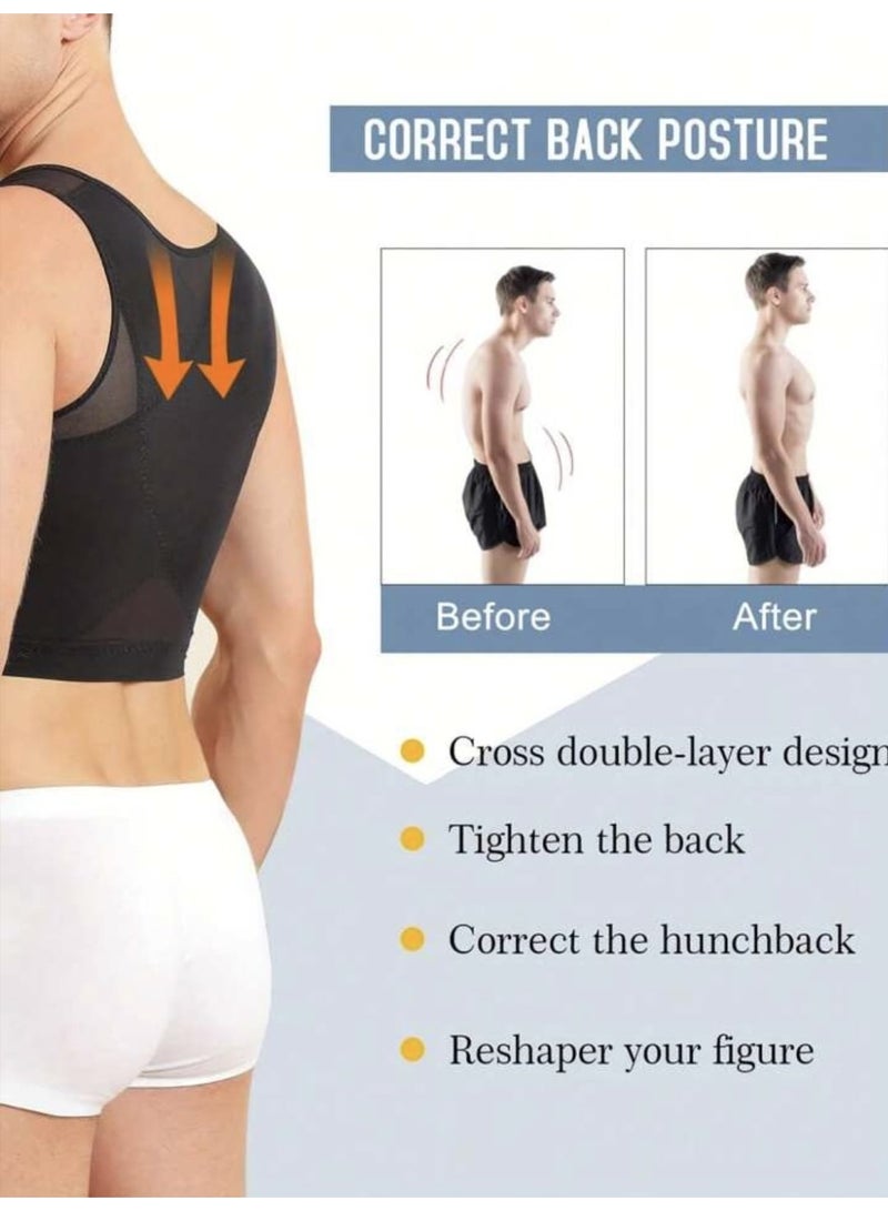 Men's Compression Garment To Tighten The Chest Area And Conceal Gynecomastia In Men, Brovides Back Support. - Image 3